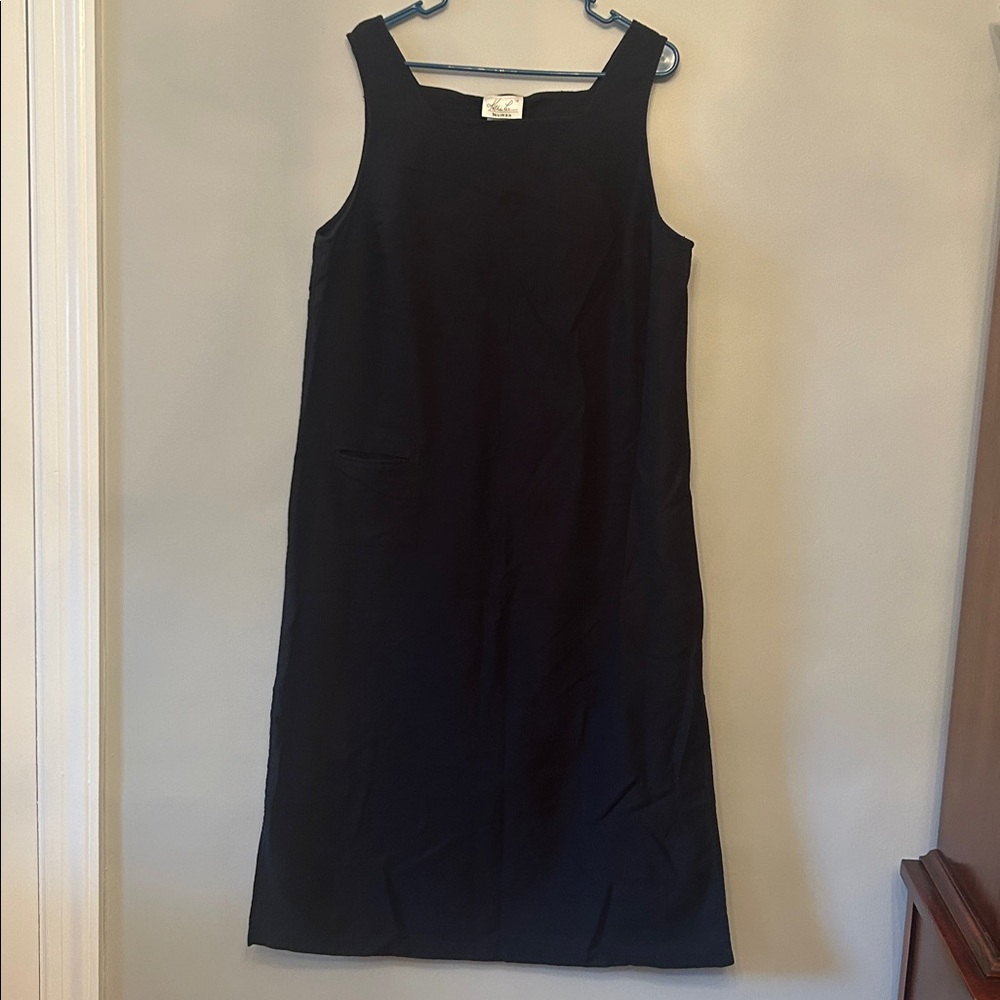 Kathie Lee Maxi Dress, Black, Cotton/Linen Blend, Size 18W/20W